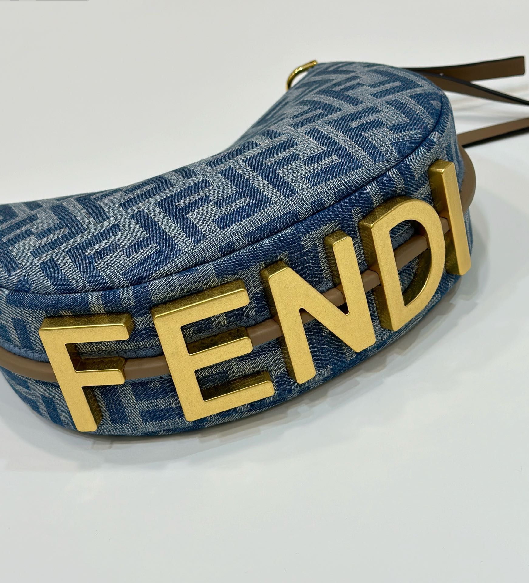 Bagsaaa F**digraphy Mini FF denim fabric mini bag - 20x7.5x13cm