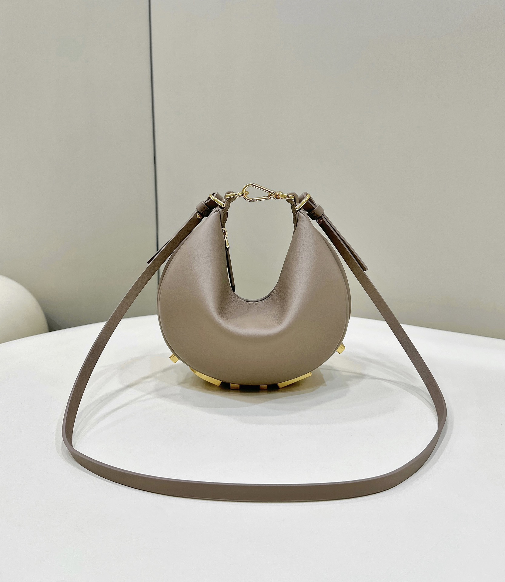 Bagsaaa F**digraphy Mini dark beige leather bag - 20x7.5x13cm