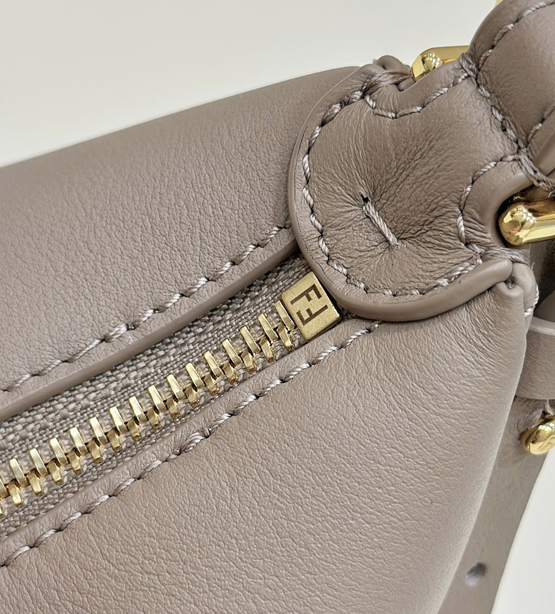Bagsaaa F**digraphy Mini dark beige leather bag - 20x7.5x13cm