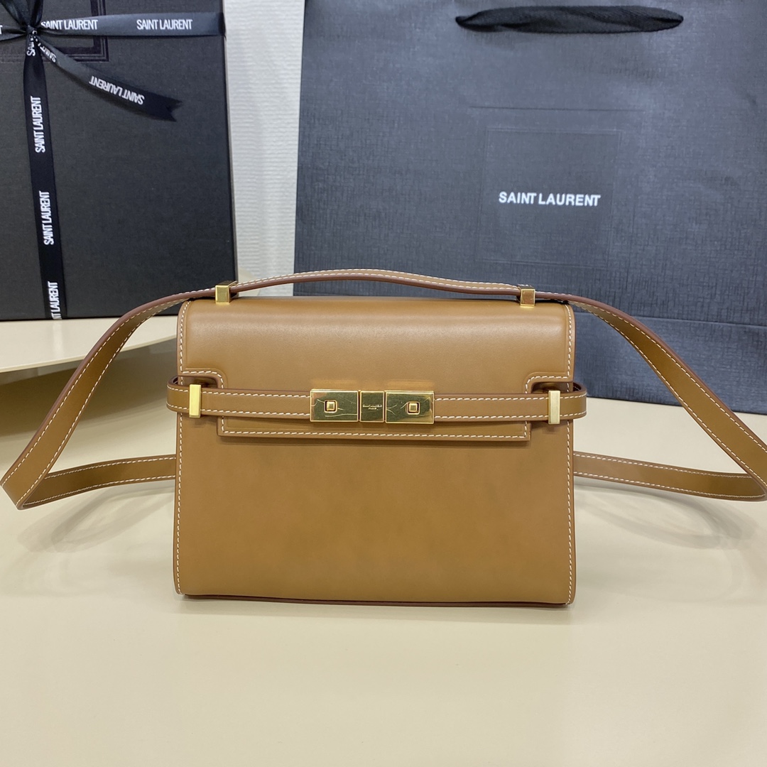 Bagsaaa Y51 Mini Manhattan In Box Sa1nt Lau*nt Light Brown - 19 x 14 x 4 cm