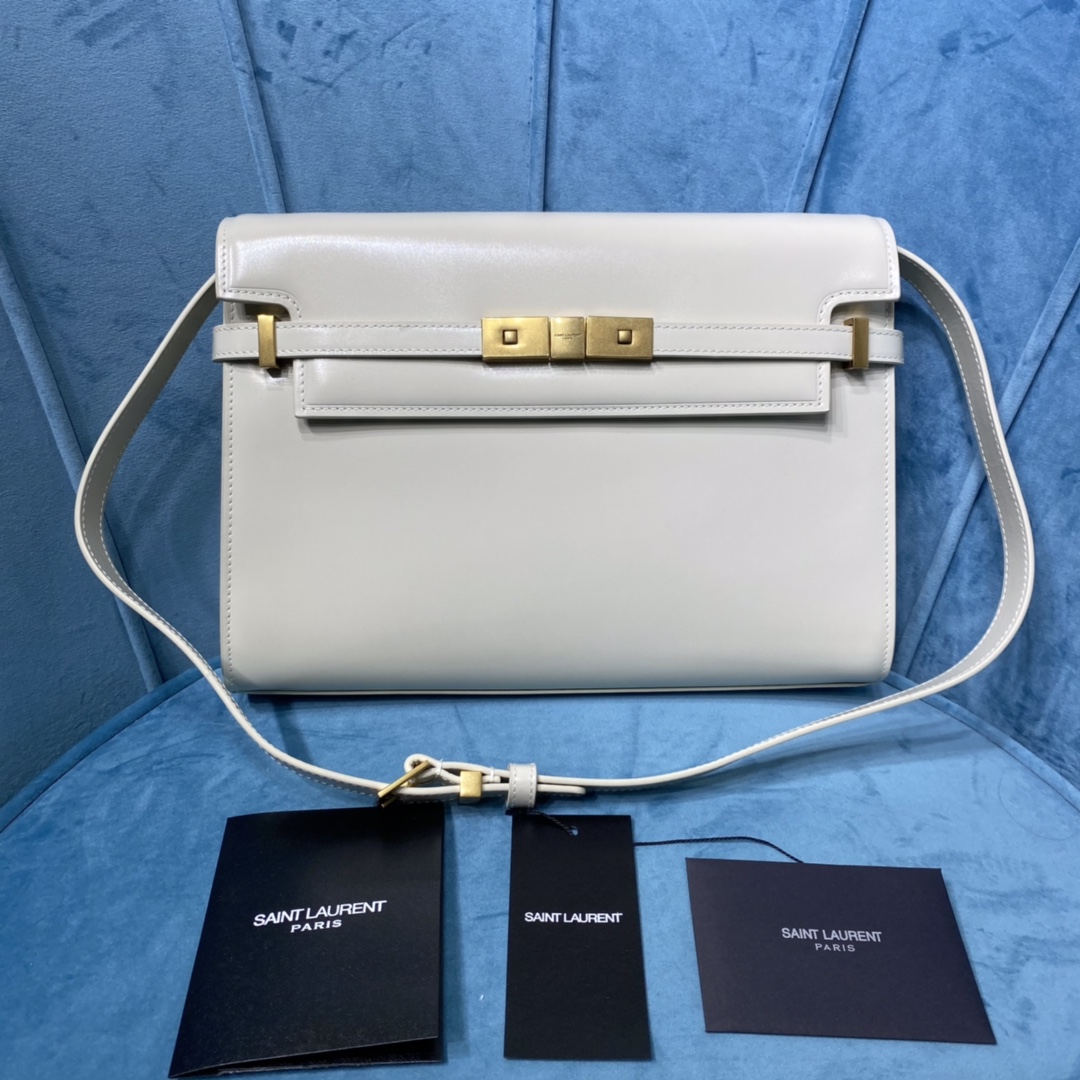 Bagsaaa Y51 Medium Manhattan In Box Sa1nt Lau*nt White - 29 x 20 x 7.5 CM