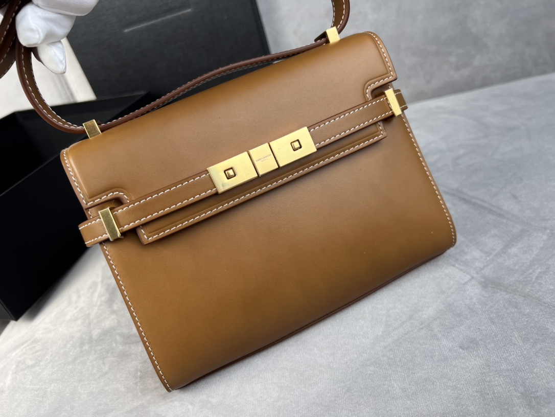 Bagsaaa Y51 Mini Manhattan In Box Sa1nt Lau*nt Brown - 19 x 14 x 4 cm