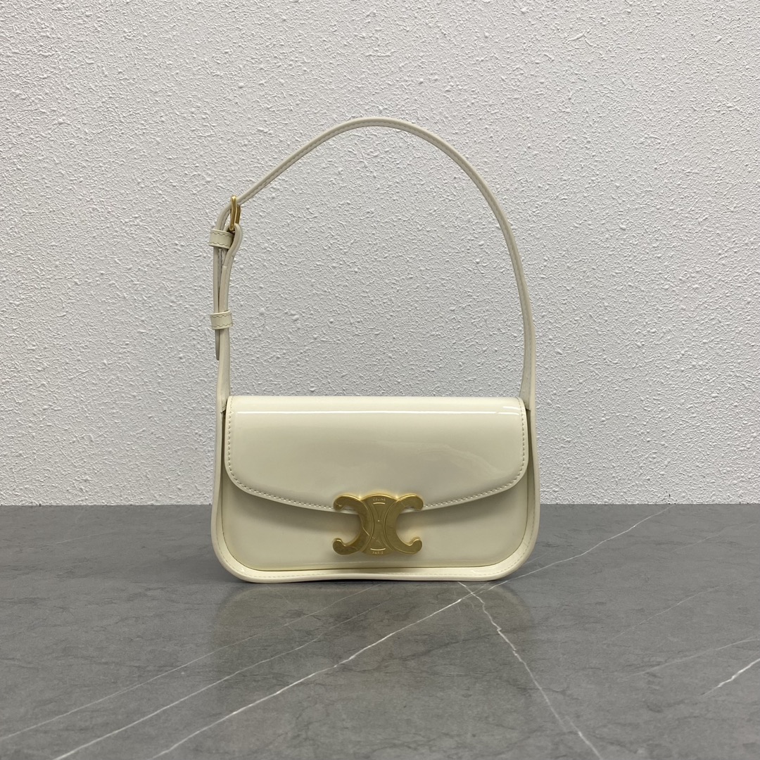 Bagsaaa Ce1i*e Shoulder Bag Terence In Patent Calfskin White - 20.5 x 10.5 x 5 CM