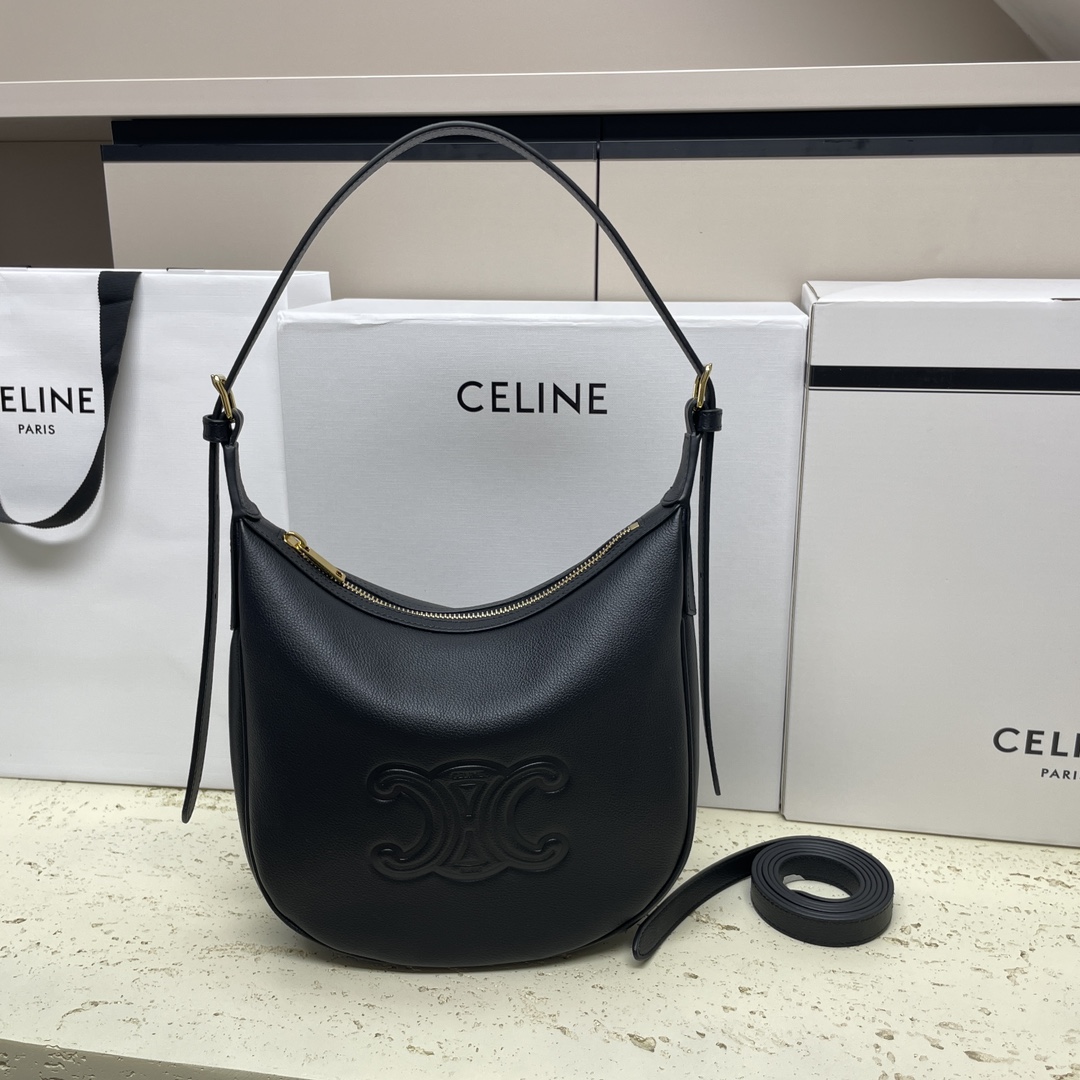 Bagsaaa Ce1i*e Small Heloïse Bag Cuir Triomphe In S*pple Calfskin Black - 19 x 22 x 5 CM