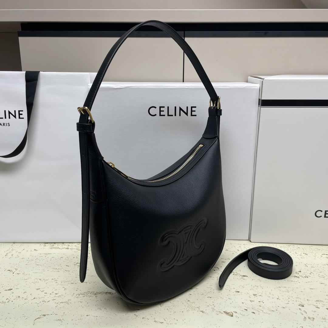 Bagsaaa Ce1i*e Small Heloïse Bag Cuir Triomphe In S*pple Calfskin Black - 19 x 22 x 5 CM