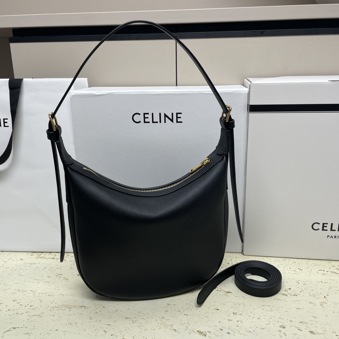 Bagsaaa Ce1i*e Small Heloïse Bag Cuir Triomphe In S*pple Calfskin Black - 19 x 22 x 5 CM