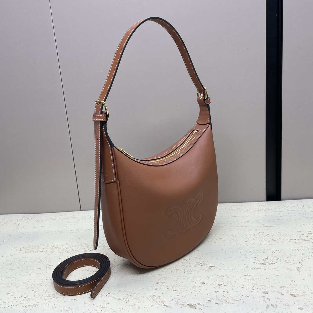 Bagsaaa Ce1i*e Small Heloïse Bag Cuir Triomphe In S*pple Calfskin Brown - 19 x 22 x 5 CM