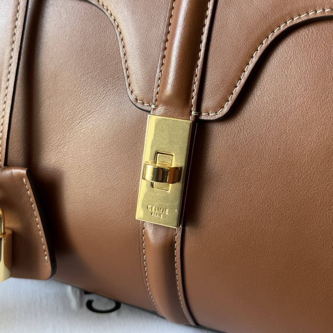 Bagsaaa Ce1i*e Small 16 Bag in Natural Calfskin Brown - 23 x 18 x 10 CM