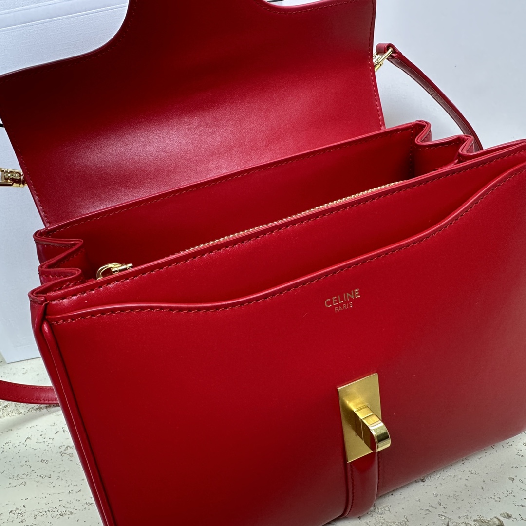 Bagsaaa Ce1i*e Small 16 Bag in Natural Calfskin Red - 23 x 18 x 10 CM