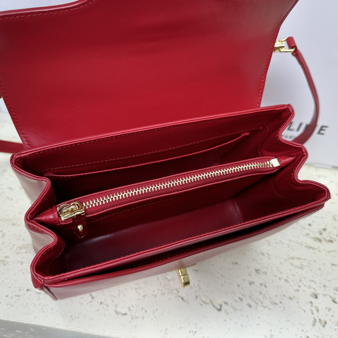 Bagsaaa Ce1i*e Small 16 Bag in Natural Calfskin Red - 23 x 18 x 10 CM