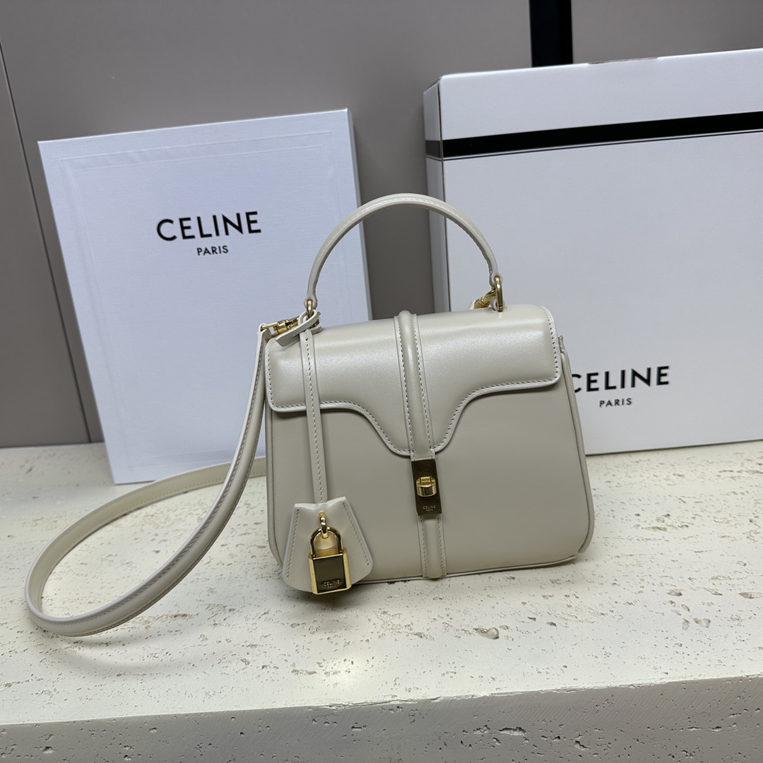 Bagsaaa Ce1i*e Mini 16 In Calfskin Off White - 18.5 X 15.5 X 9 CM