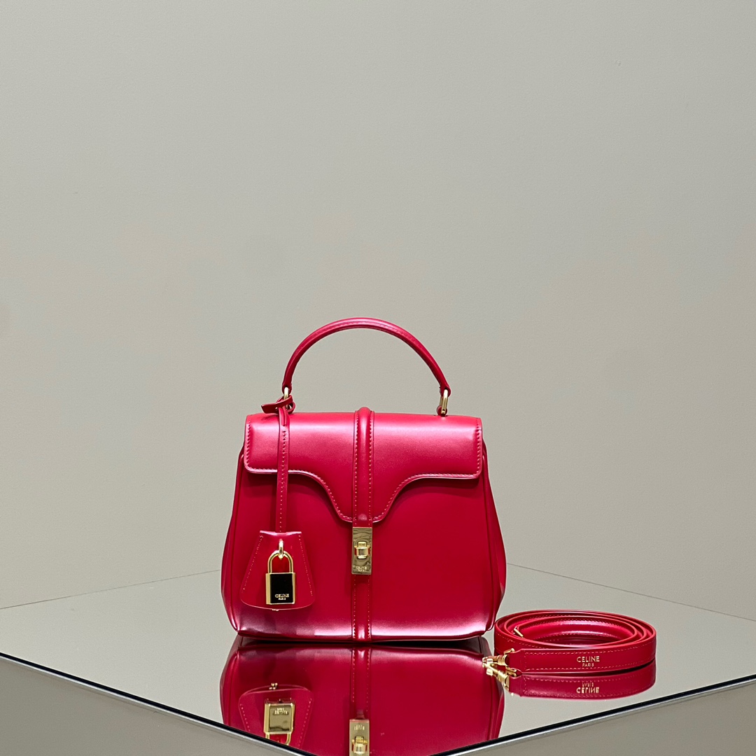 Bagsaaa Ce1i*e Mini 16 In Calfskin Red - 18.5 X 15.5 X 9 CM