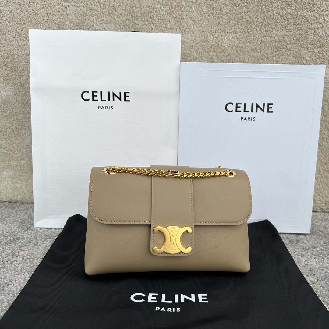 Bagsaaa Teen Ce1i*e Victoire Bag In S*pple Calfskin Beige - 23.5 X 14 X 8 CM