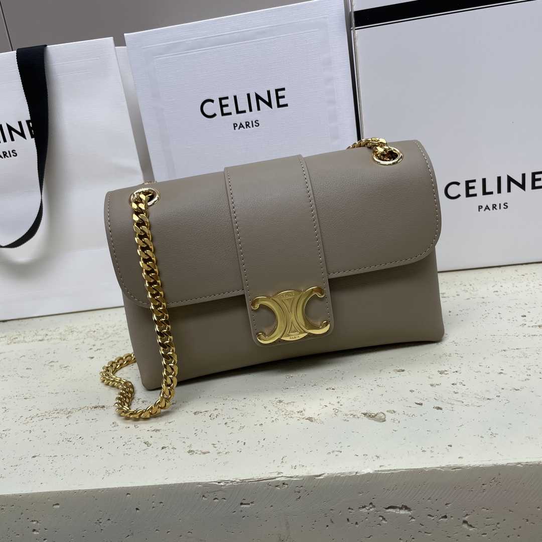 Bagsaaa Teen Ce1i*e Victoire Bag In S*pple Calfskin Gray - 25 x 15 x 8 CM