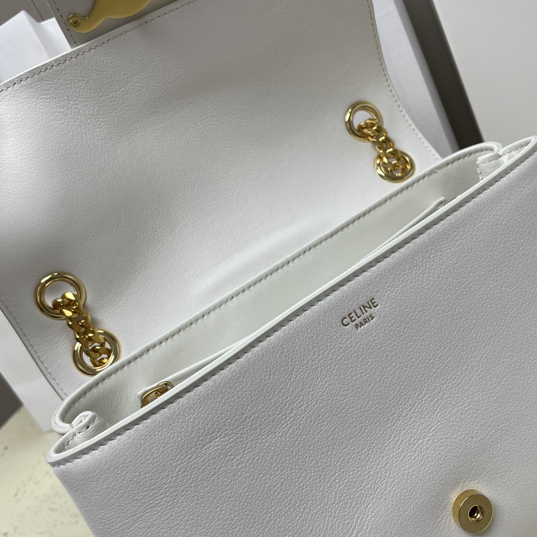 Bagsaaa Medium Ce1i*e Victoire Bag in S*pple Calfskin White - 25 x 15 x 8 CM
