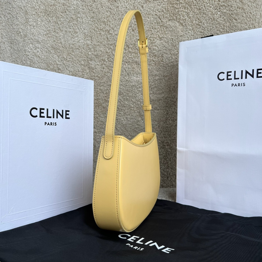 Bagsaaa Ce1i*e Medium Tilly Bag In Shiny Calfskin Yellow - 22 X 13.5 X 4 CM