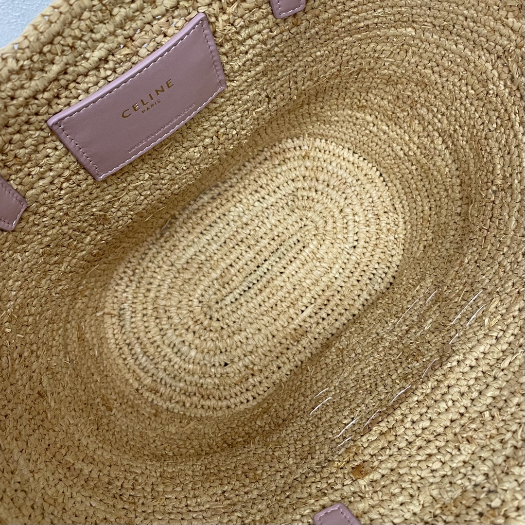 Bagsaaa Teen S*pple Classic Panier In Raffia and calfskin pink - 21.5 x 22 x 13 CM