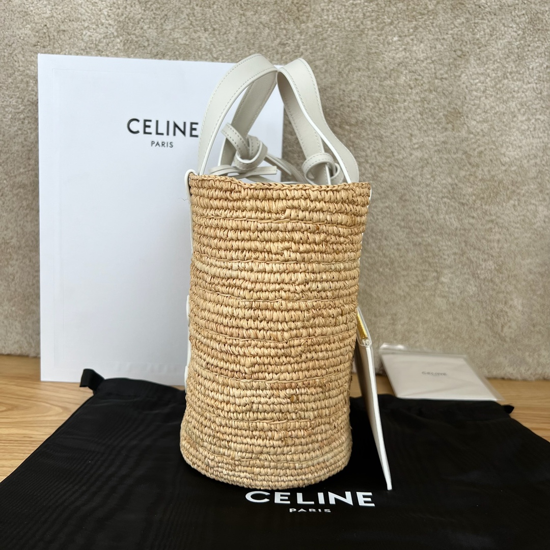 Bagsaaa Teen S*pple Classic Panier In Raffia and calfskin white - 21.5 x 22 x 13 CM