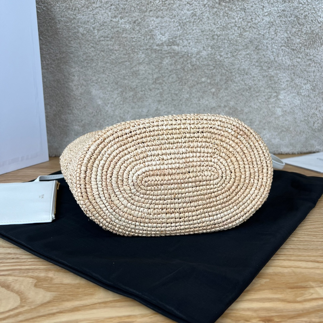 Bagsaaa Teen S*pple Classic Panier In Raffia and calfskin white - 21.5 x 22 x 13 CM