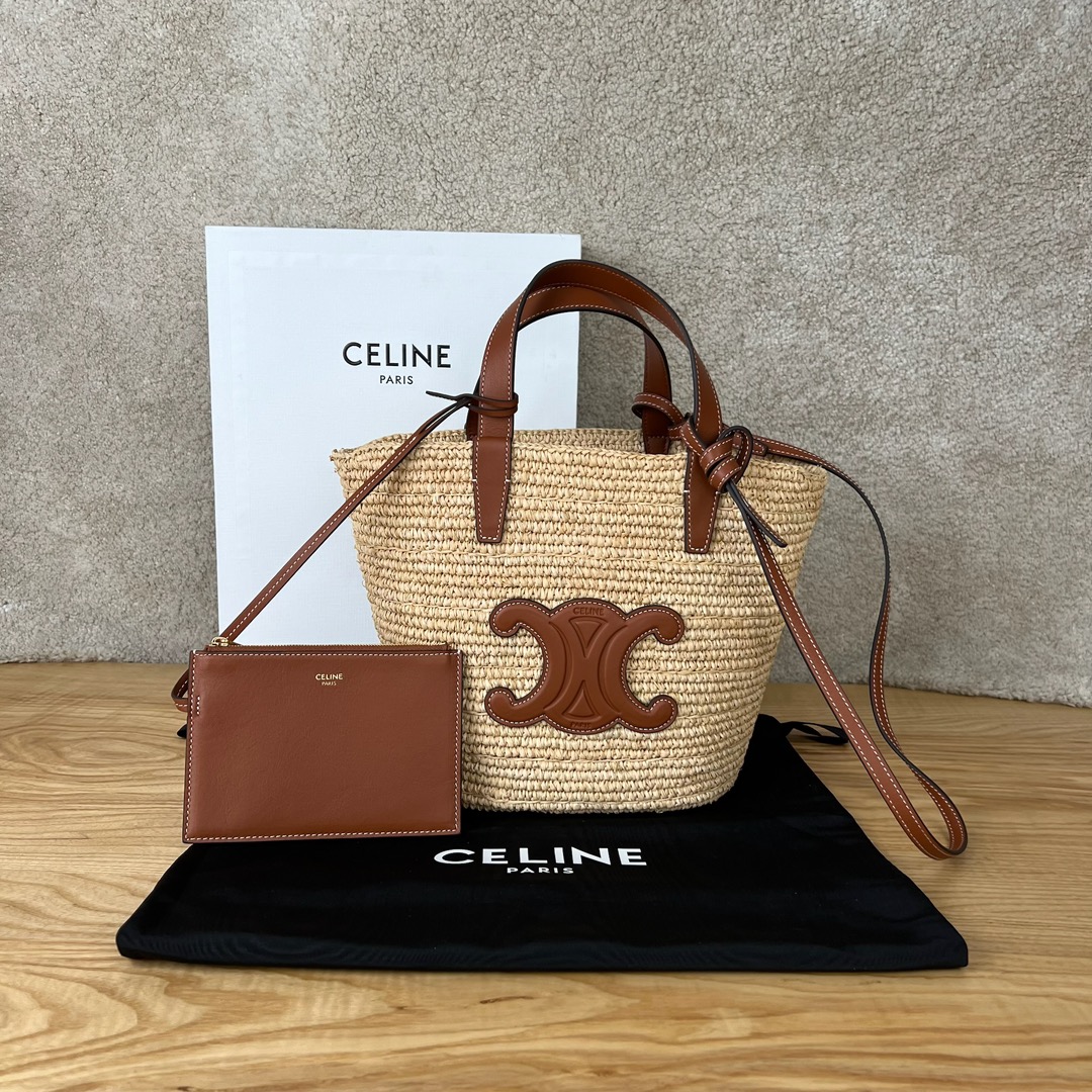Bagsaaa Teen S*pple Classic Panier In Raffia and calfskin brown - 21.5 x 22 x 13 CM
