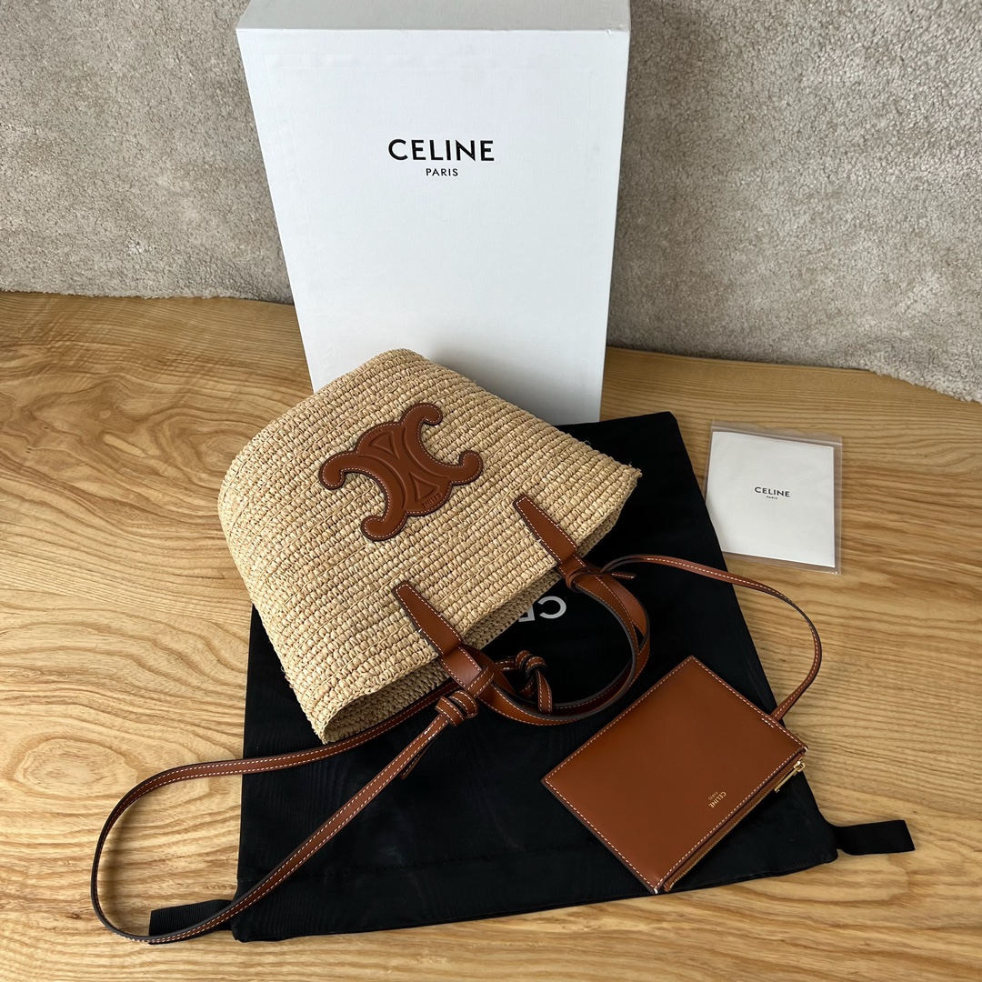 Bagsaaa Teen S*pple Classic Panier In Raffia and calfskin brown - 21.5 x 22 x 13 CM