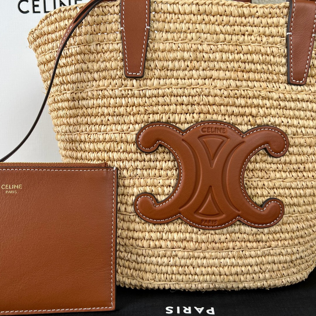 Bagsaaa Teen S*pple Classic Panier In Raffia and calfskin brown - 21.5 x 22 x 13 CM
