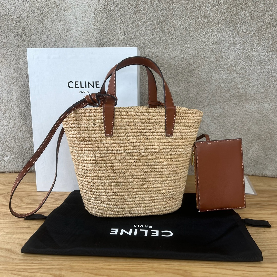 Bagsaaa Teen S*pple Classic Panier In Raffia and calfskin brown - 21.5 x 22 x 13 CM