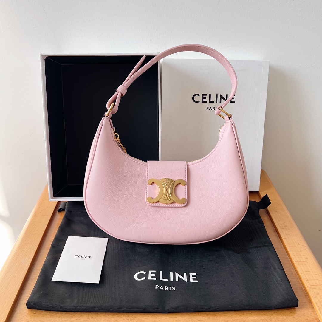 Bagsaaa Ce1i*e Medium Ava Triomphe Bag In Smooth Calfskin Pink - 24.5 x 17 x 9 CM