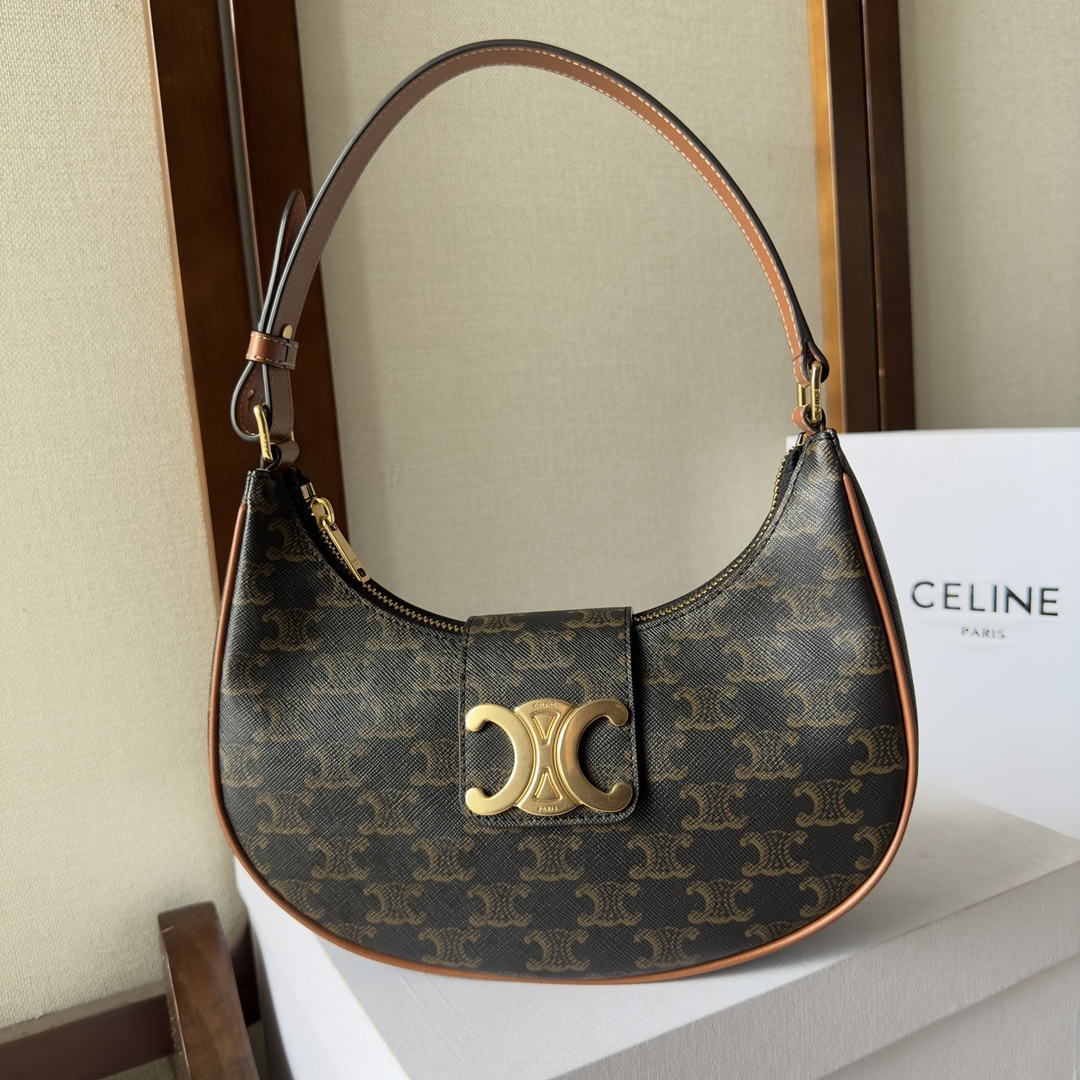 Bagsaaa Ce1i*e Medium Ava Triomphe Bag In Triomphe Canvas and calfskin - 24.5 x 17 x 9 CM
