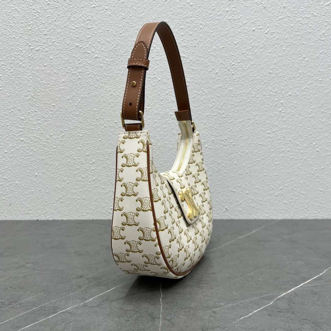 Bagsaaa Ce1i*e Medium Ava Triomphe Bag In Triomphe Canvas and calfskin white - 24.5 x 17 x 9 CM