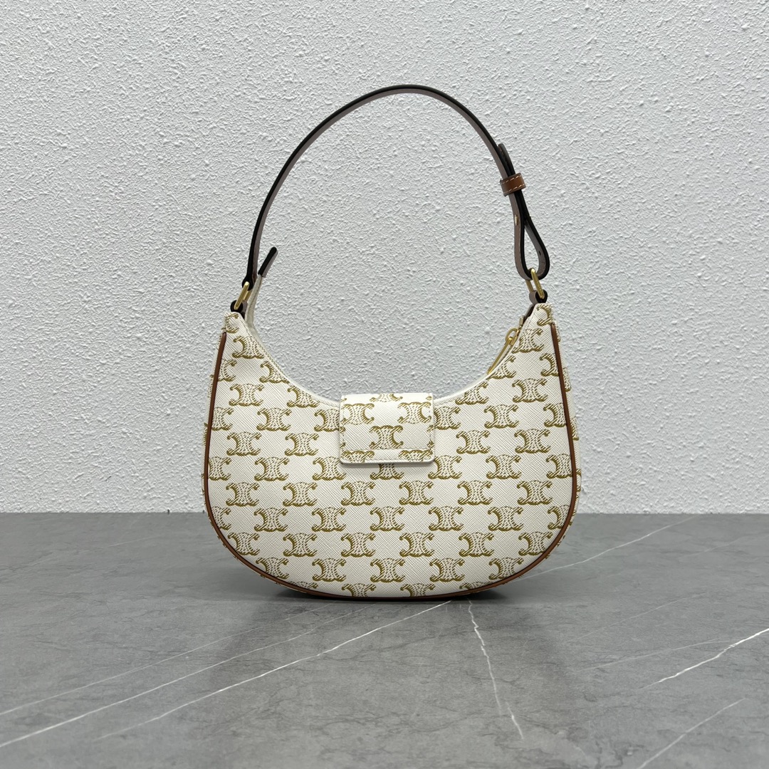 Bagsaaa Ce1i*e Medium Ava Triomphe Bag In Triomphe Canvas and calfskin white - 24.5 x 17 x 9 CM