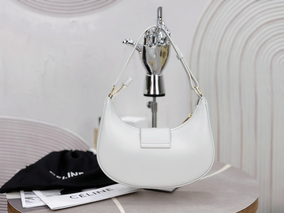 Bagsaaa Ce1i*e Medium Ava Triomphe Bag In Smooth Calfskin Off White - 24.5 x 17 x 9 CM