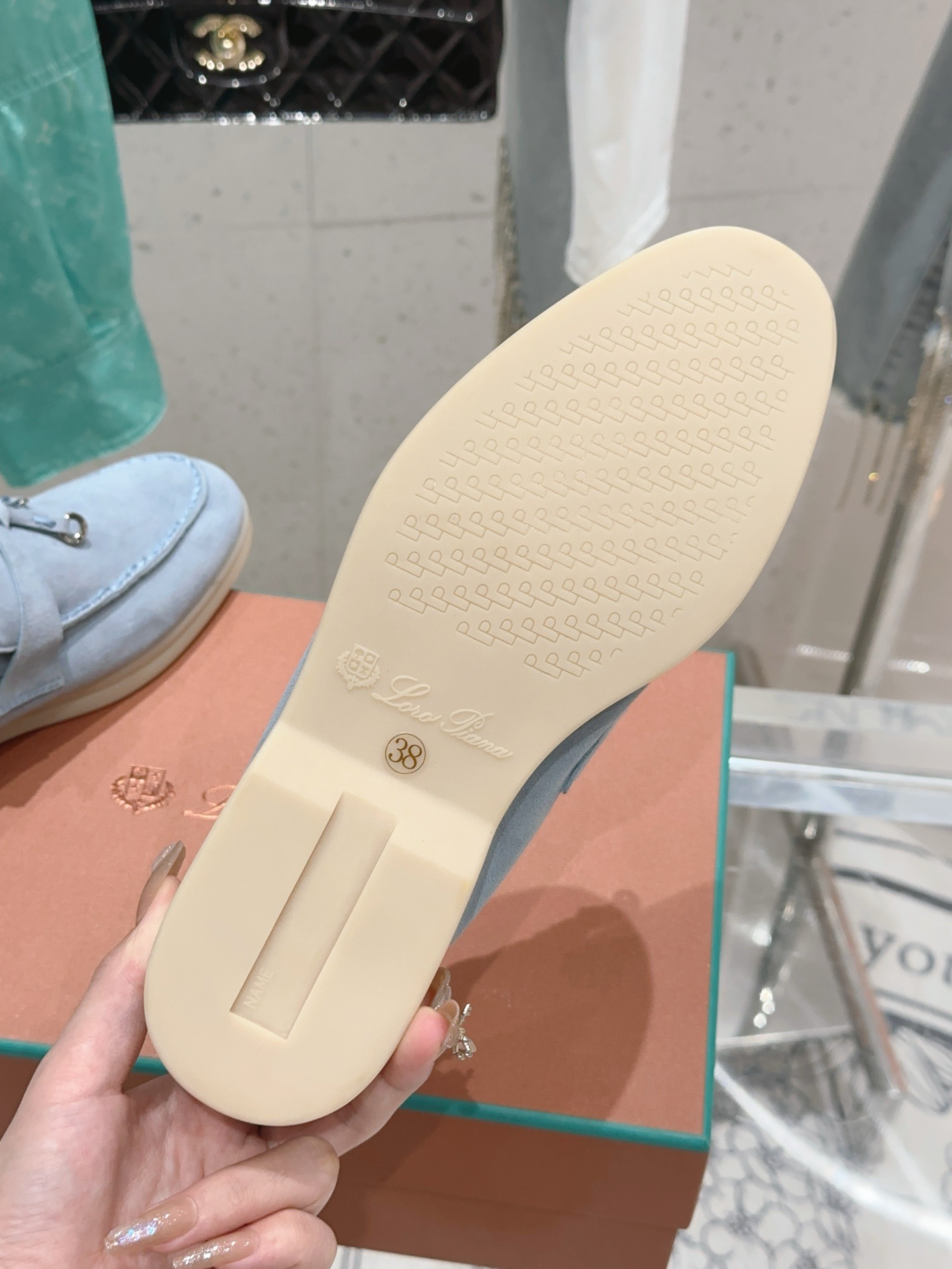 Bagsaaa L0r0 P1ana Summer Charms Walk Moccasin Light Blue Suede
