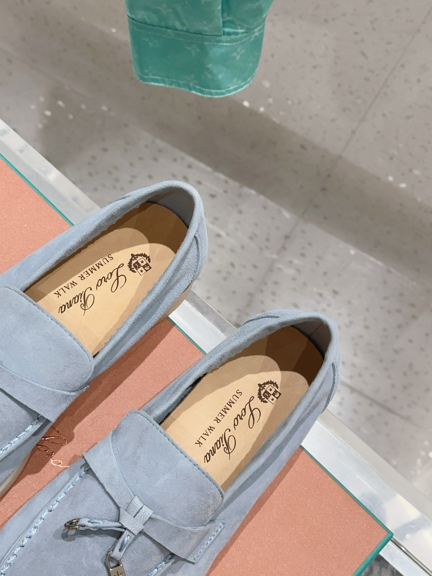 Bagsaaa L0r0 P1ana Summer Charms Walk Moccasin Light Blue Suede