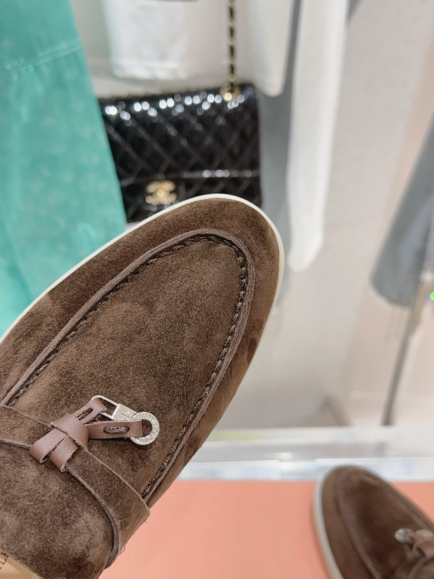 Bagsaaa L0r0 P1ana Summer Charms Walk Moccasin Dark Brown Suede