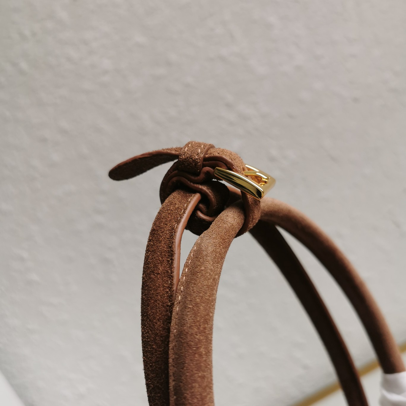 Bagsaaa Pra*a Medium suede handbag dark brown 1BA426 - 32x15.5x2cm