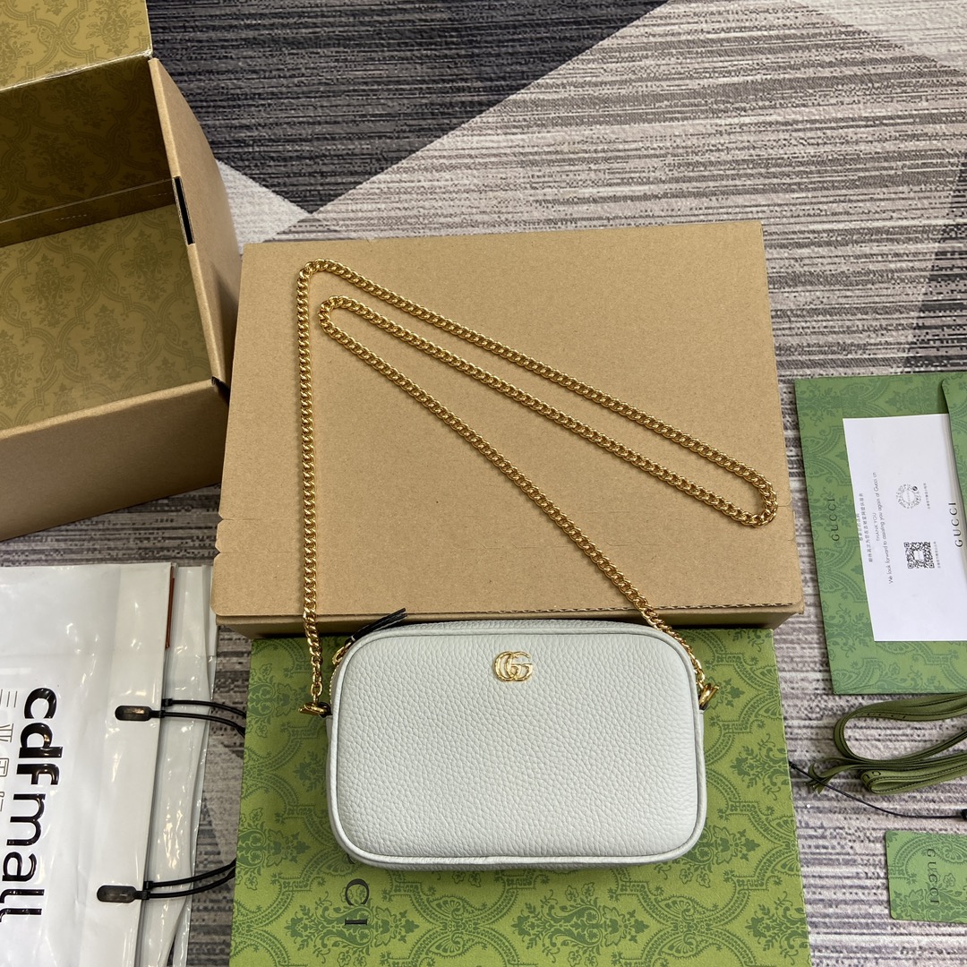Bagsaaa Gvc*1 GG Marmont S*per Mini Shoulder Bag 772759 Light Gray - 18.2x11x4 cm