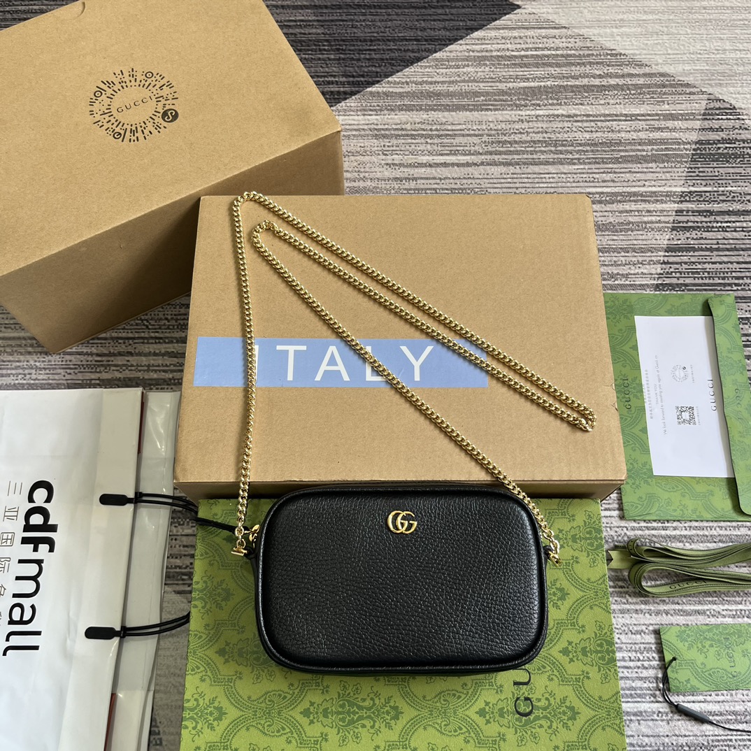 Bagsaaa Gvc*1 GG Marmont S*per Mini Shoulder Bag 772759 Black - 18.2x11x4 cm