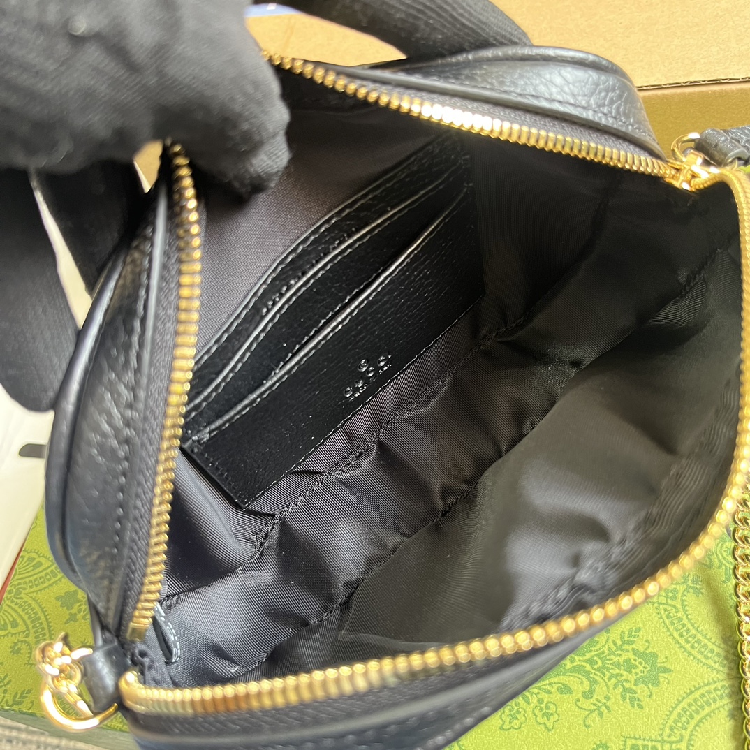 Bagsaaa Gvc*1 GG Marmont S*per Mini Shoulder Bag 772759 Black - 18.2x11x4 cm