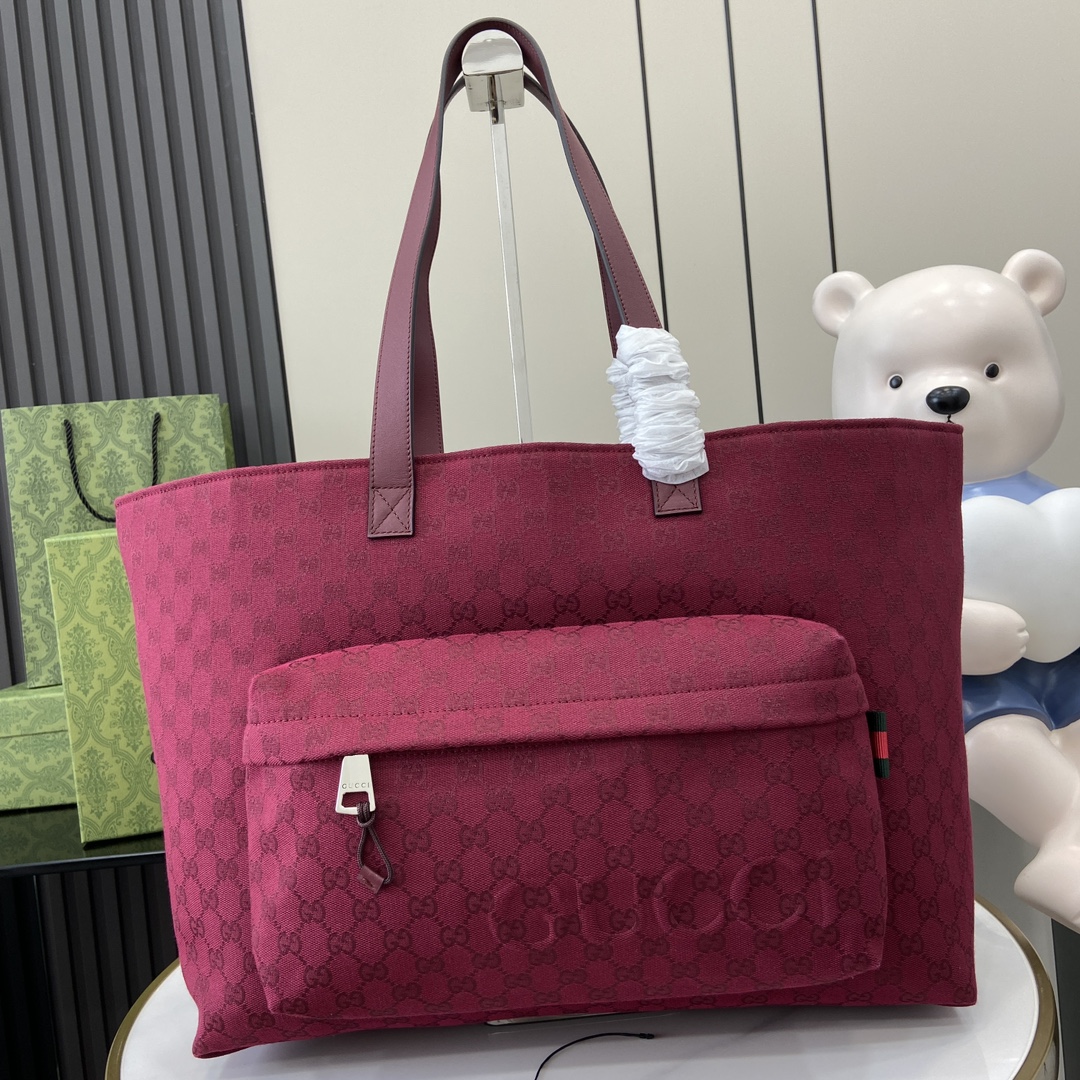 Bagsaaa Gvc*1 Large GG Tote Bag Red Canvas 802166 - 45 x 32 x 15cm