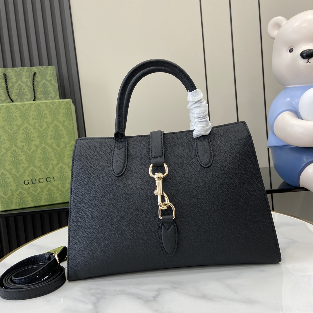 Bagsaaa Gvc*1 Medium Tote Bag With Hook Closure 806205 Black - 31x22.5x10cm