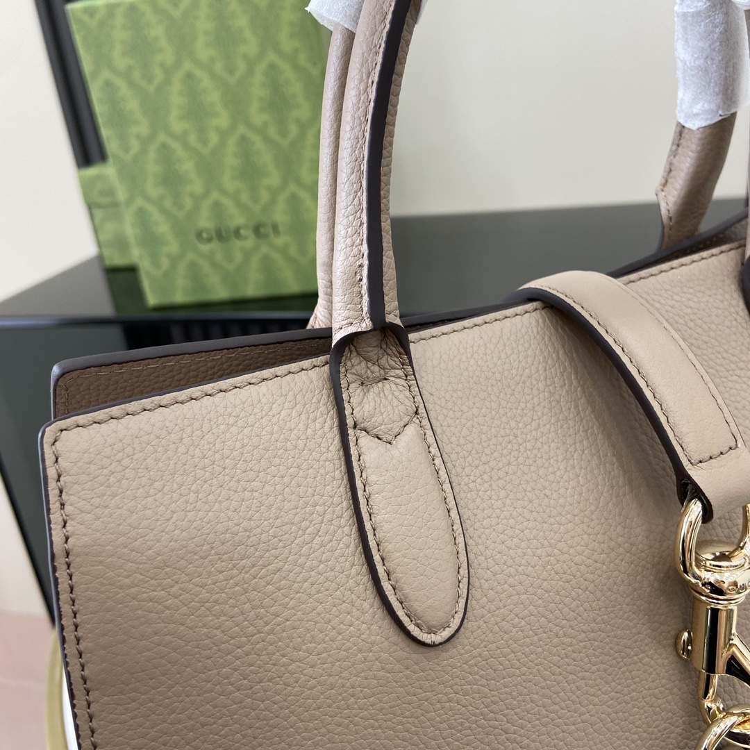 Bagsaaa Gvc*1 Medium Tote Bag With Hook Closure 806205 Taupe - 31x22.5x10cm