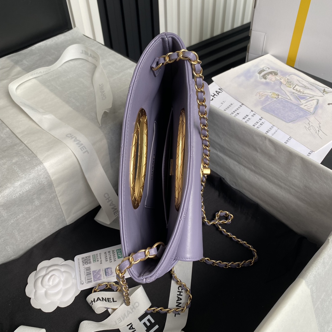 Bagsaaa Ch**el Clutch AS5038 Purple - 19 × 25 × 3 cm