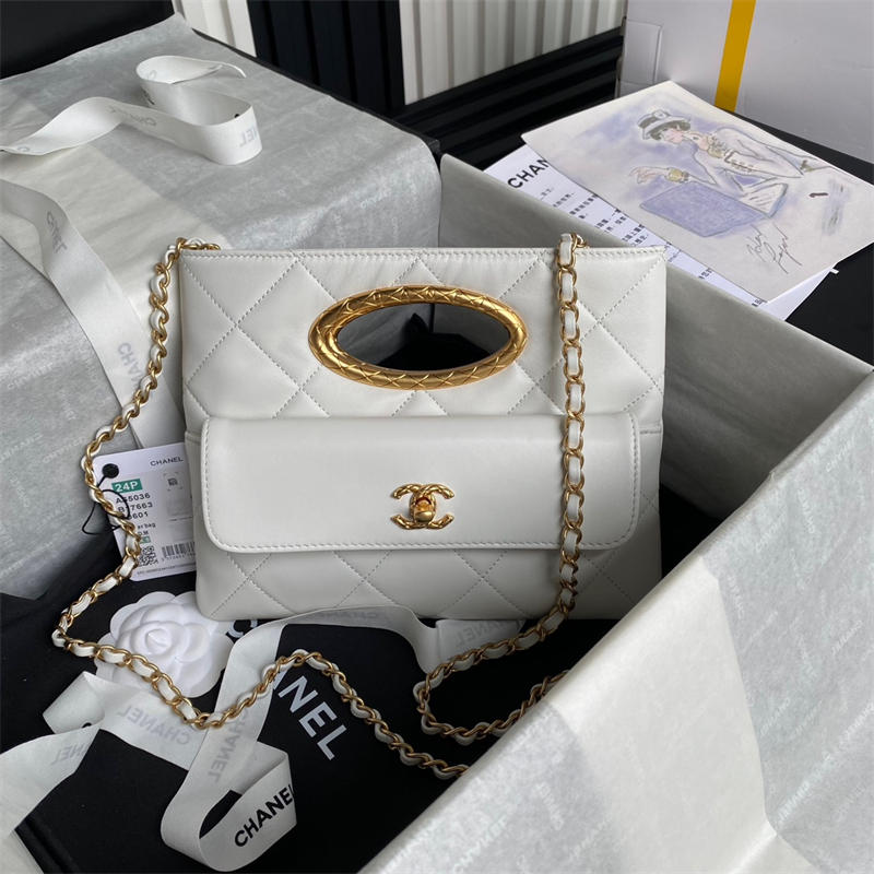 Bagsaaa Ch**el Clutch AS5038 White - 19 × 25 × 3 cm