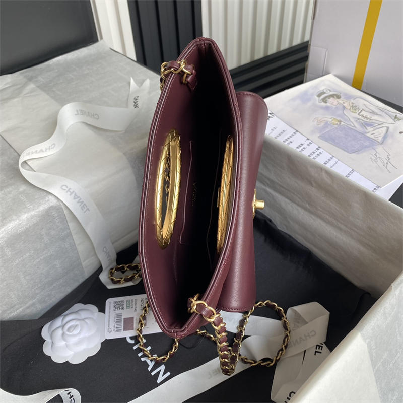 Bagsaaa Ch**el Clutch AS5038 Dark Red - 19 × 25 × 3 cm