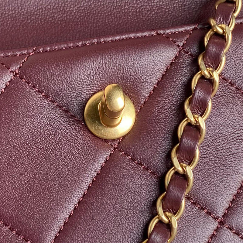 Bagsaaa Ch**el Clutch AS5038 Dark Red - 19 × 25 × 3 cm