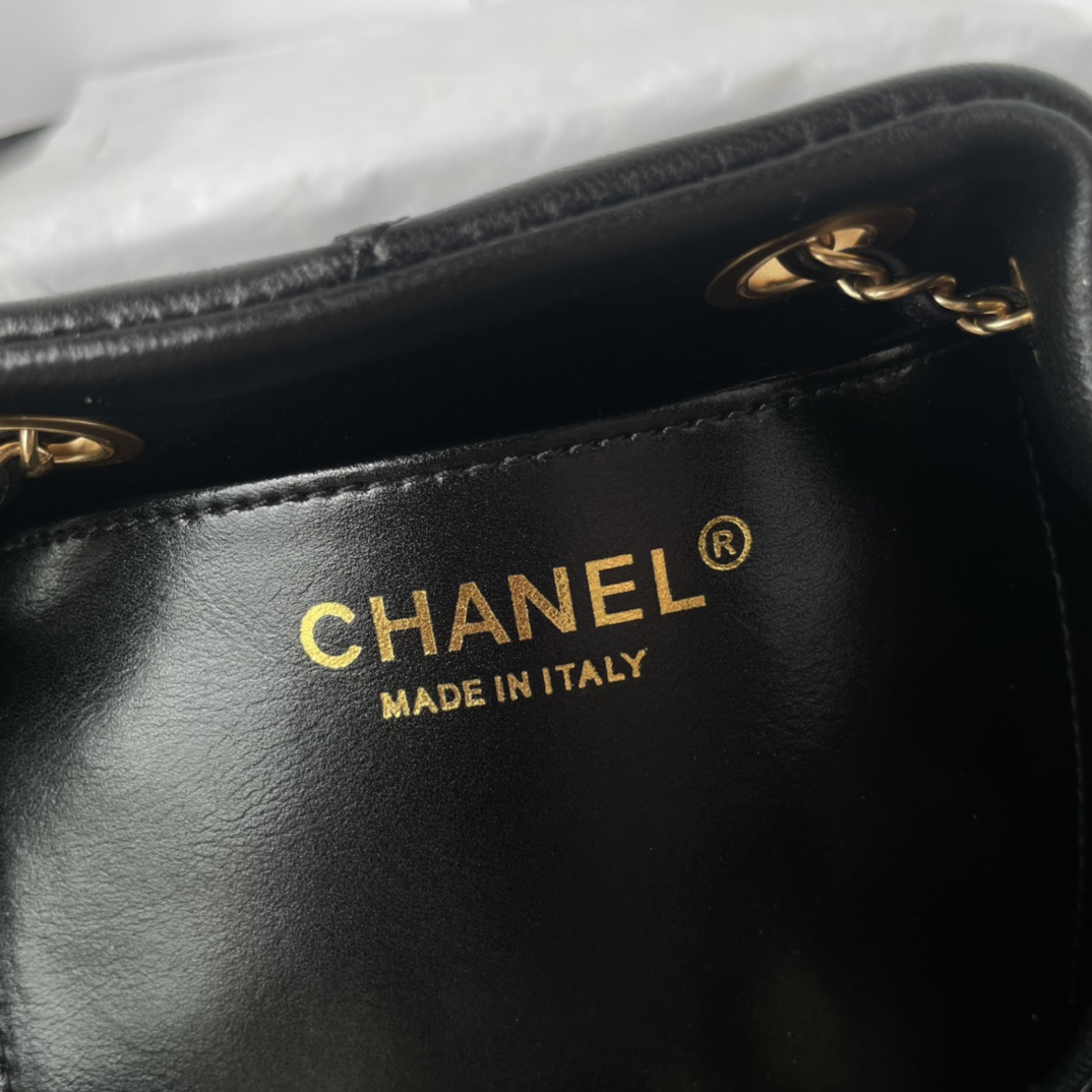 Bagsaaa Ch**el Small Bucket Bag AS5094 Black Lambskin - 17.5 × 18 × 12 cm