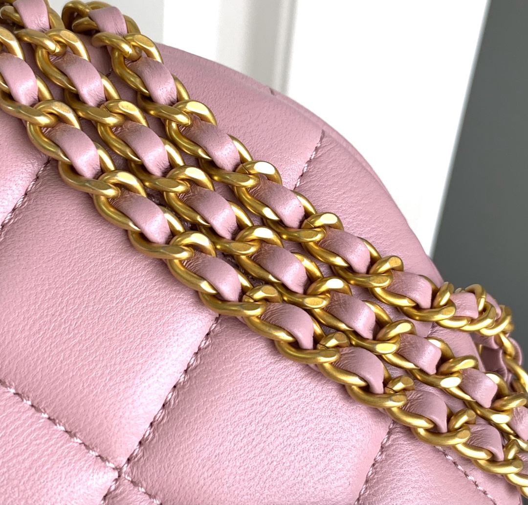 Bagsaaa Ch**el Waist Bag AS4991 Pink & Imitation Pearls - 17 × 24 × 11 cm
