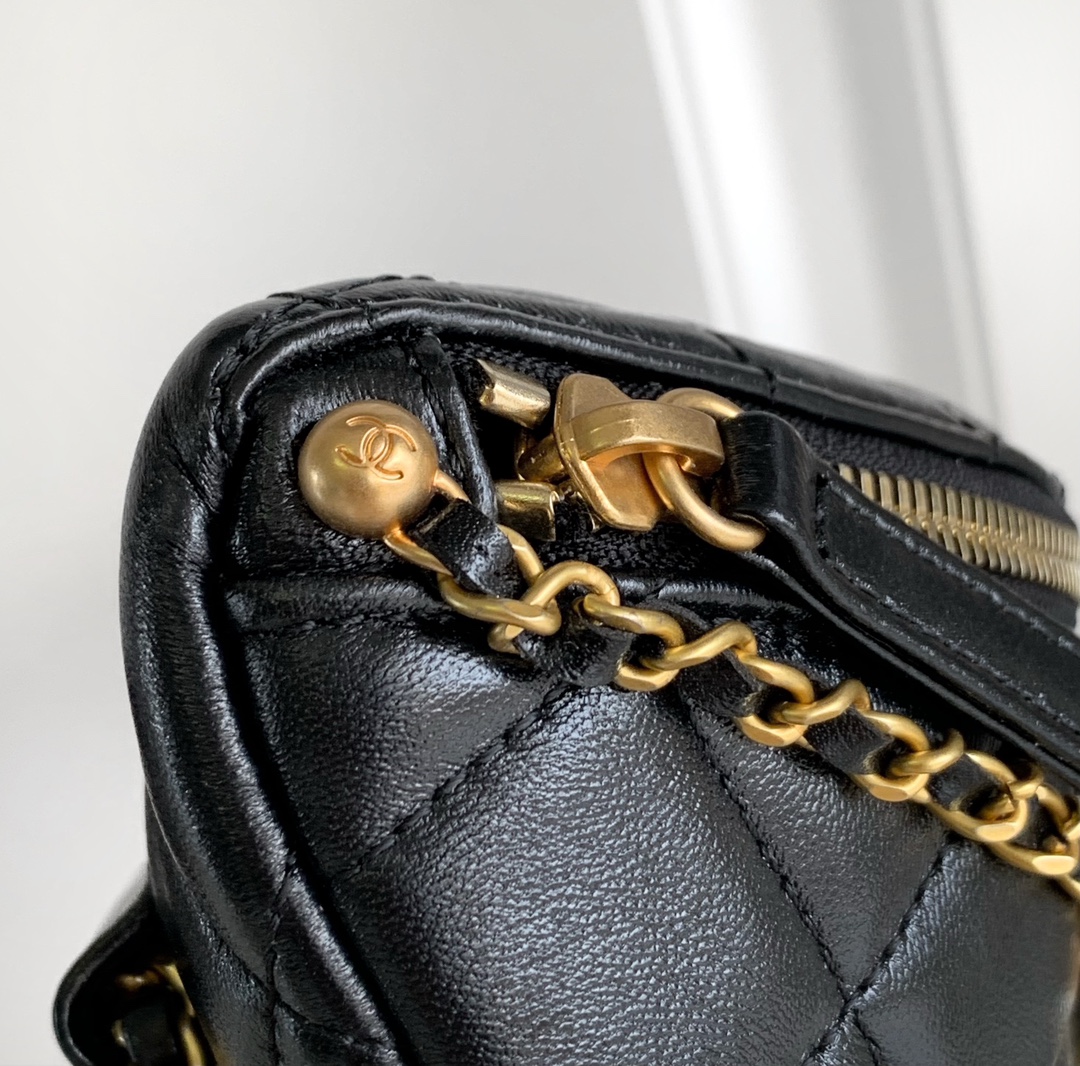 Bagsaaa Ch**el Waist Bag AS4991 Black & Imitation Pearls - 17 × 24 × 11 cm