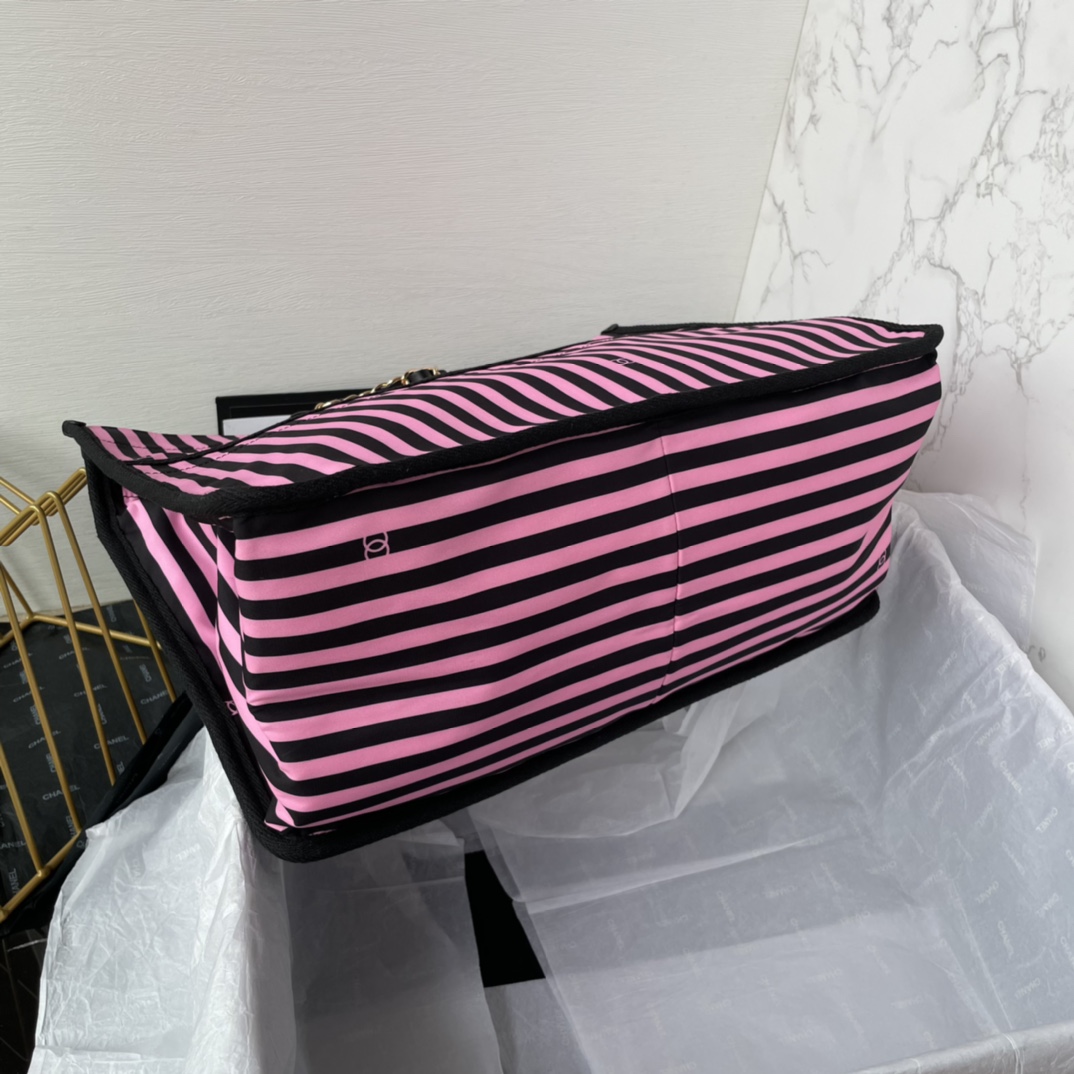 Bagsaaa Ch**el Shopping Bag AS4693 Black & Pink - 31 × 36 × 18 cm
